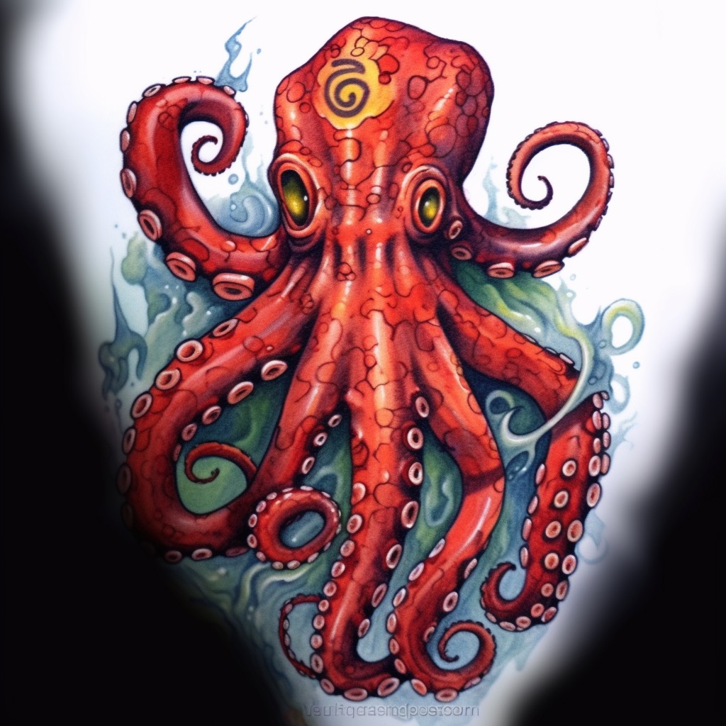 red octopus tattoo